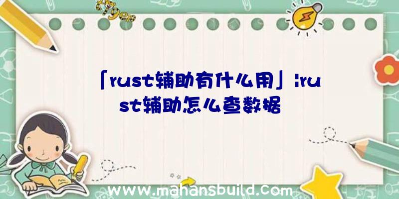 「rust辅助有什么用」|rust辅助怎么查数据